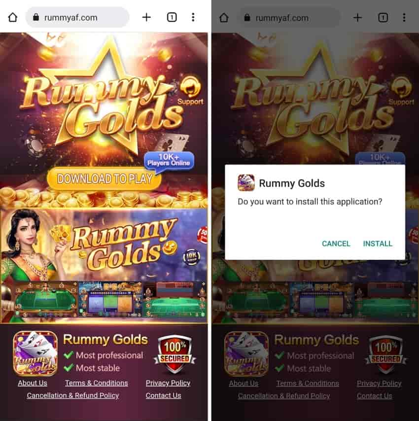rummy gold apk download process