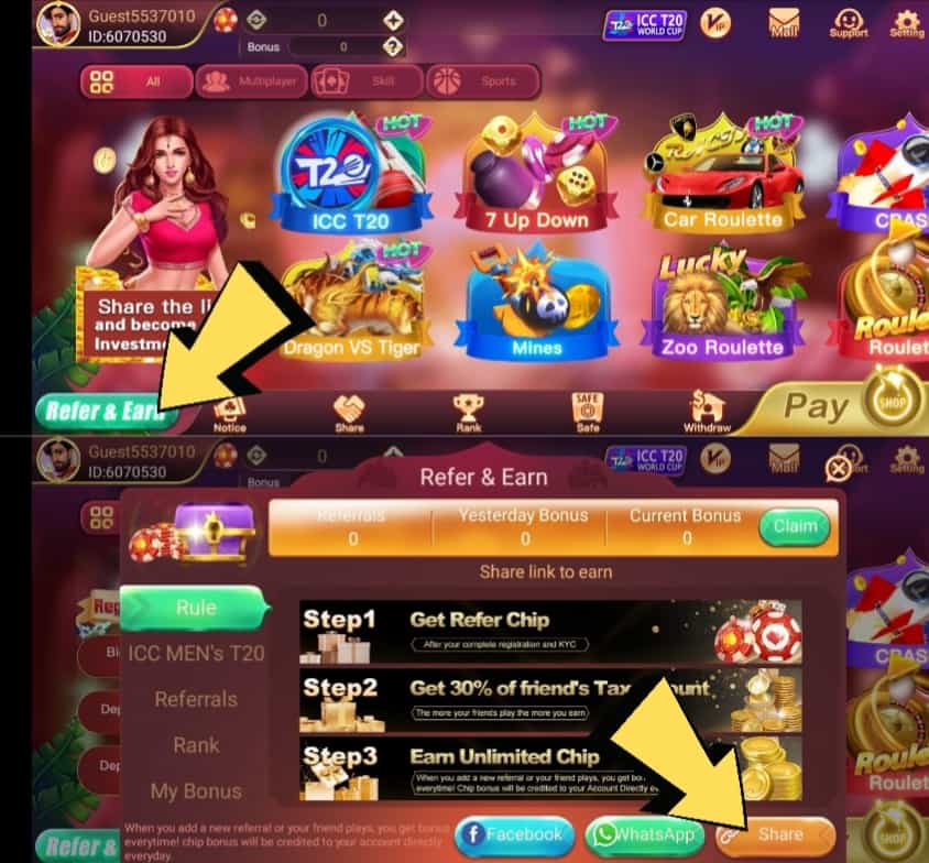teenpatti yes apk refer and earn commission