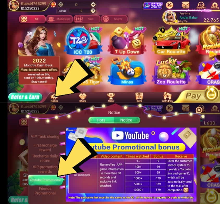 rummy yes app download youtube promotion